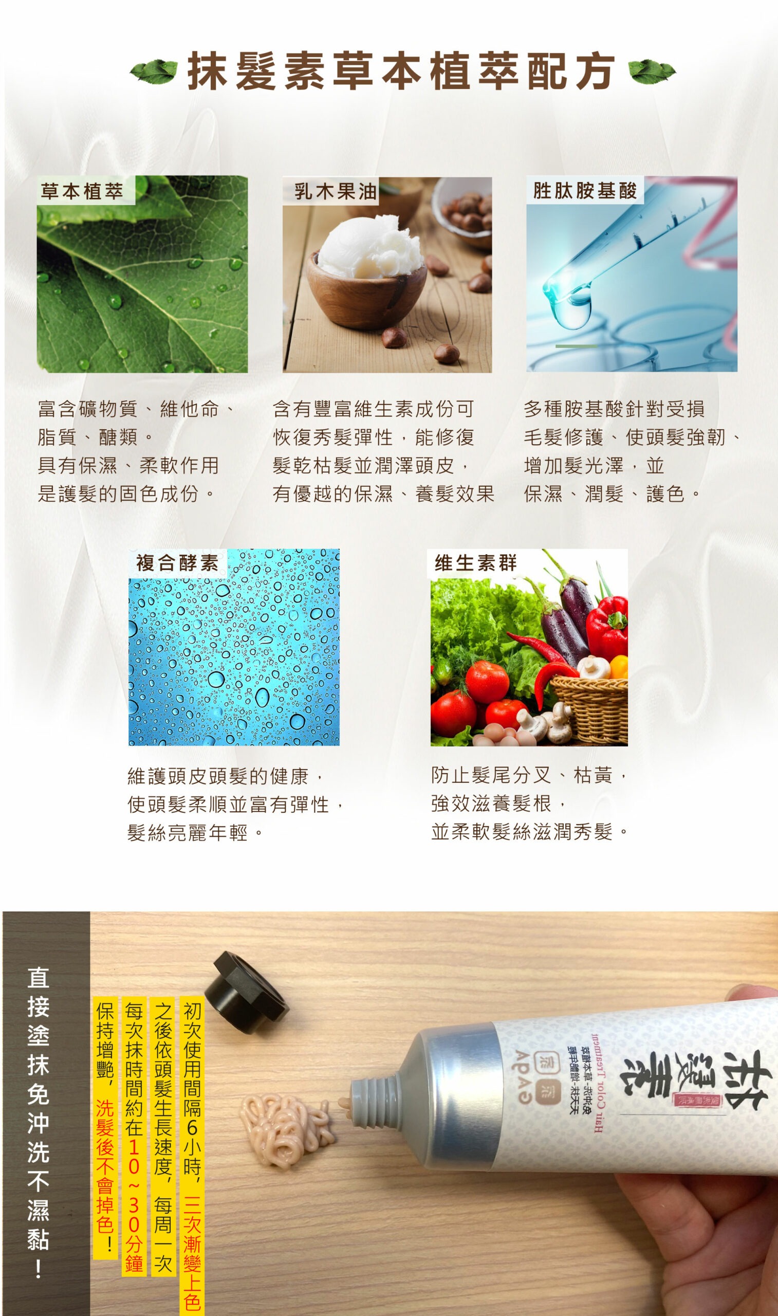 白髮變黑髮的黑髮神器抹髮素植萃成份